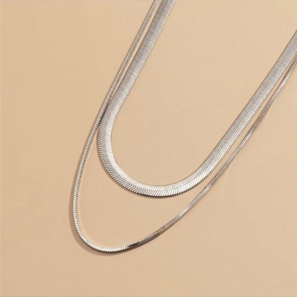 Boho silver plated double layer necklace - Picture 2 of 4